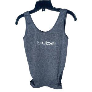 Bebe Large Tank Top Fitted Y2K Clothes 2000s Grey Shirts Metallic Coquette Tanks